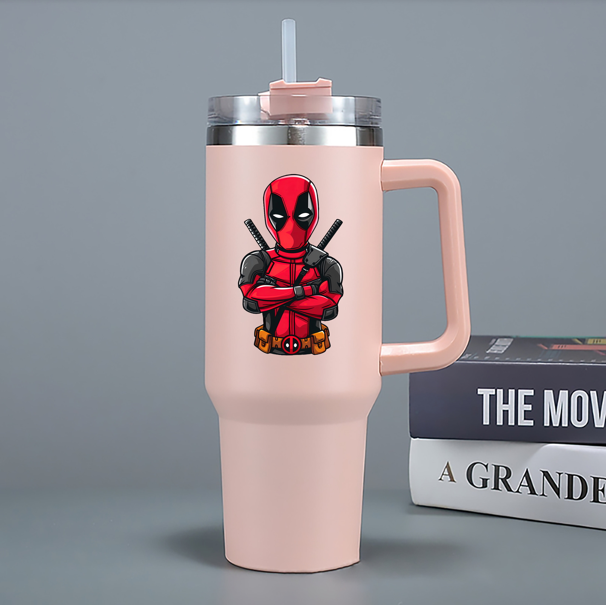 （画像用） Deadpool デッドプール 1200mL車用タンブラー - クリスタルステッカー（プラスチックストロー付き）